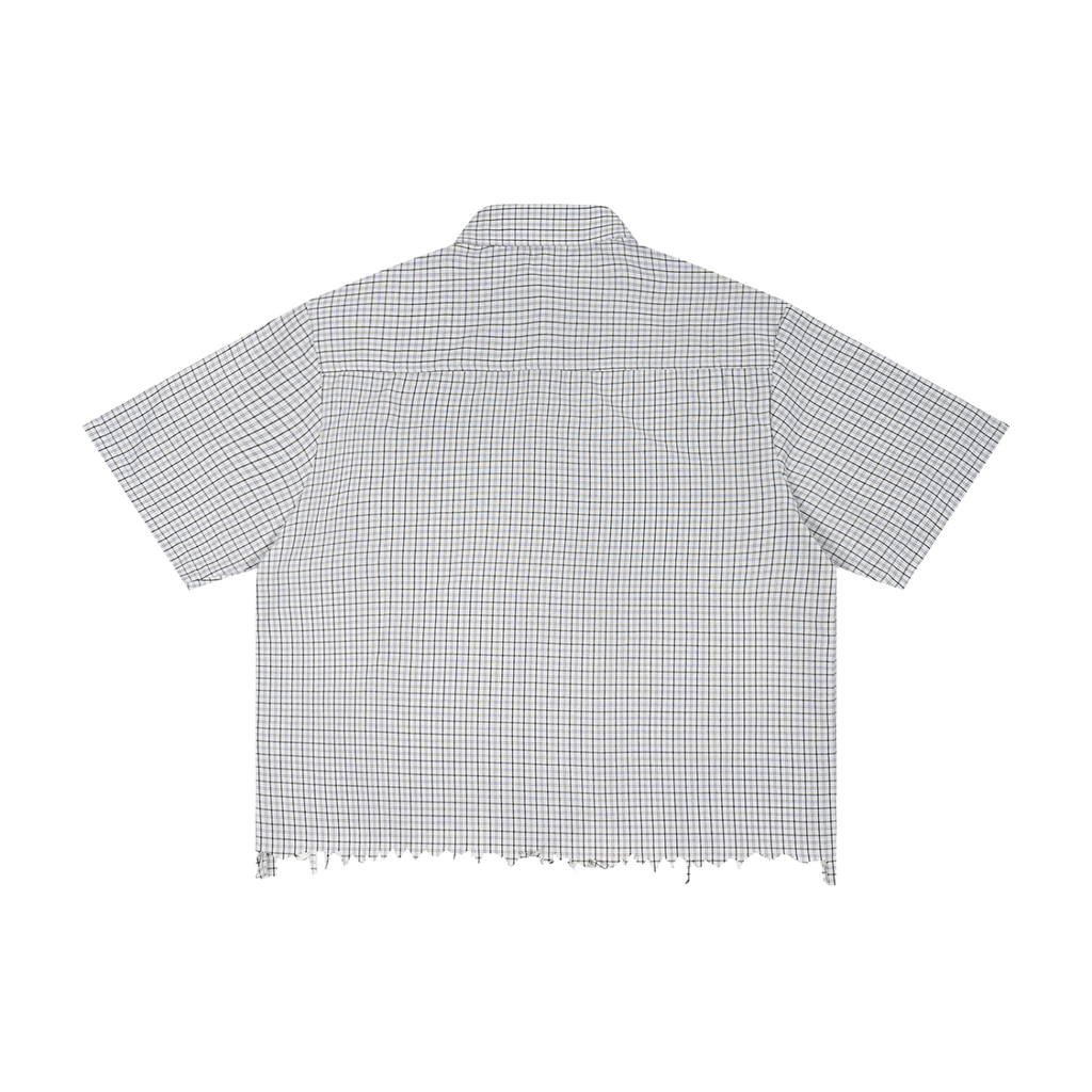 Basileia - Distressed Plaid Boxy Shirt