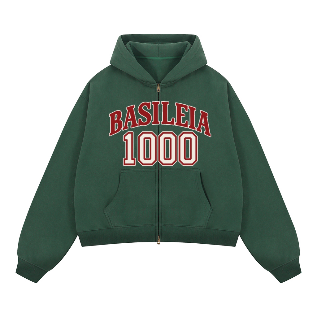 Basileia 1000 - Cropped Zip-up Hoodie