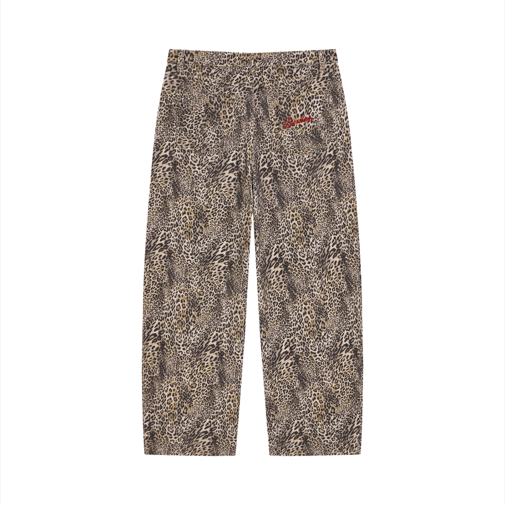 Basileia - Vintage Wash Leopard Wide Leg Jeans