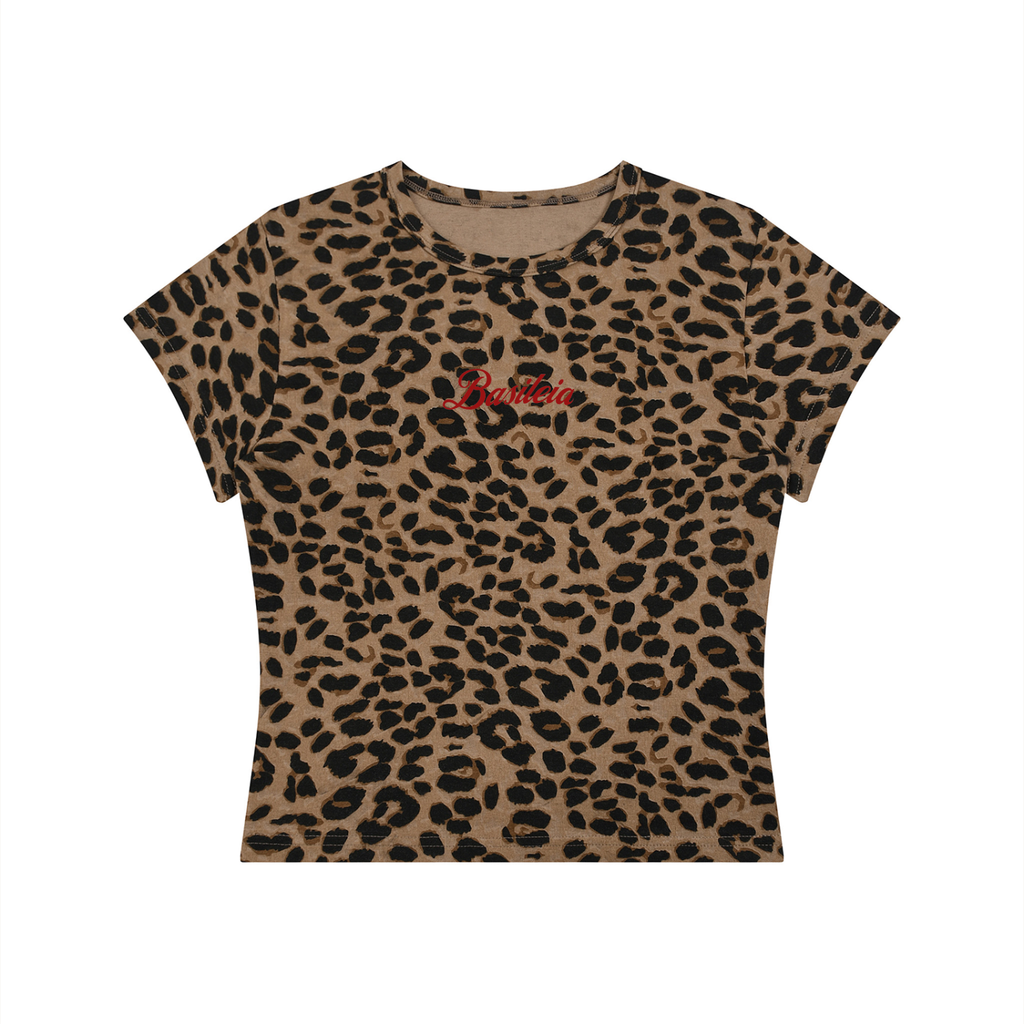 Basileia - Women’s Leopard Print Crop T-Shirt