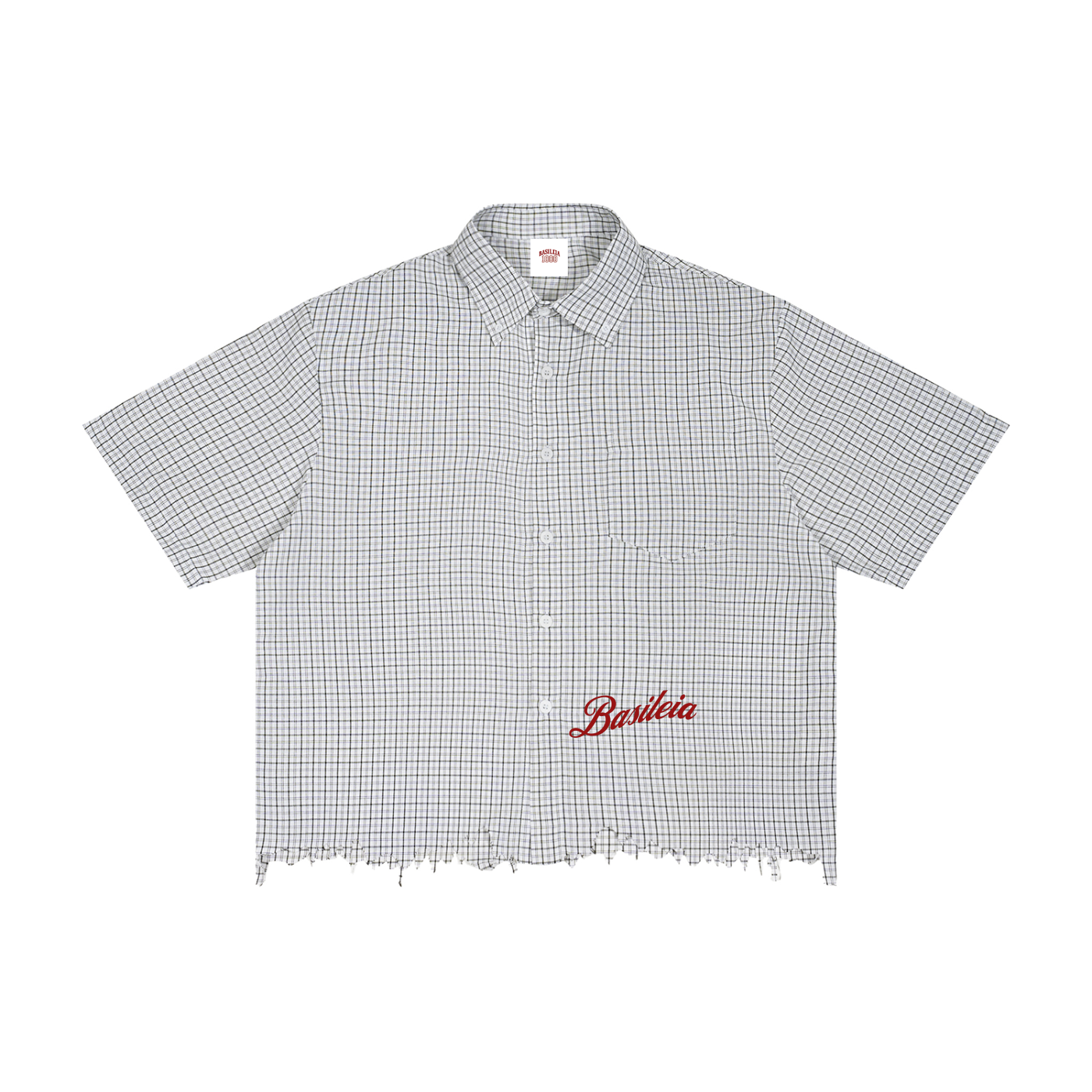 Basileia - Distressed Plaid Boxy Shirt