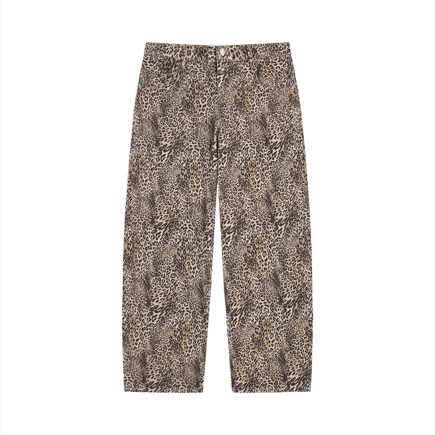 Basileia - Vintage Wash Leopard Wide Leg Jeans