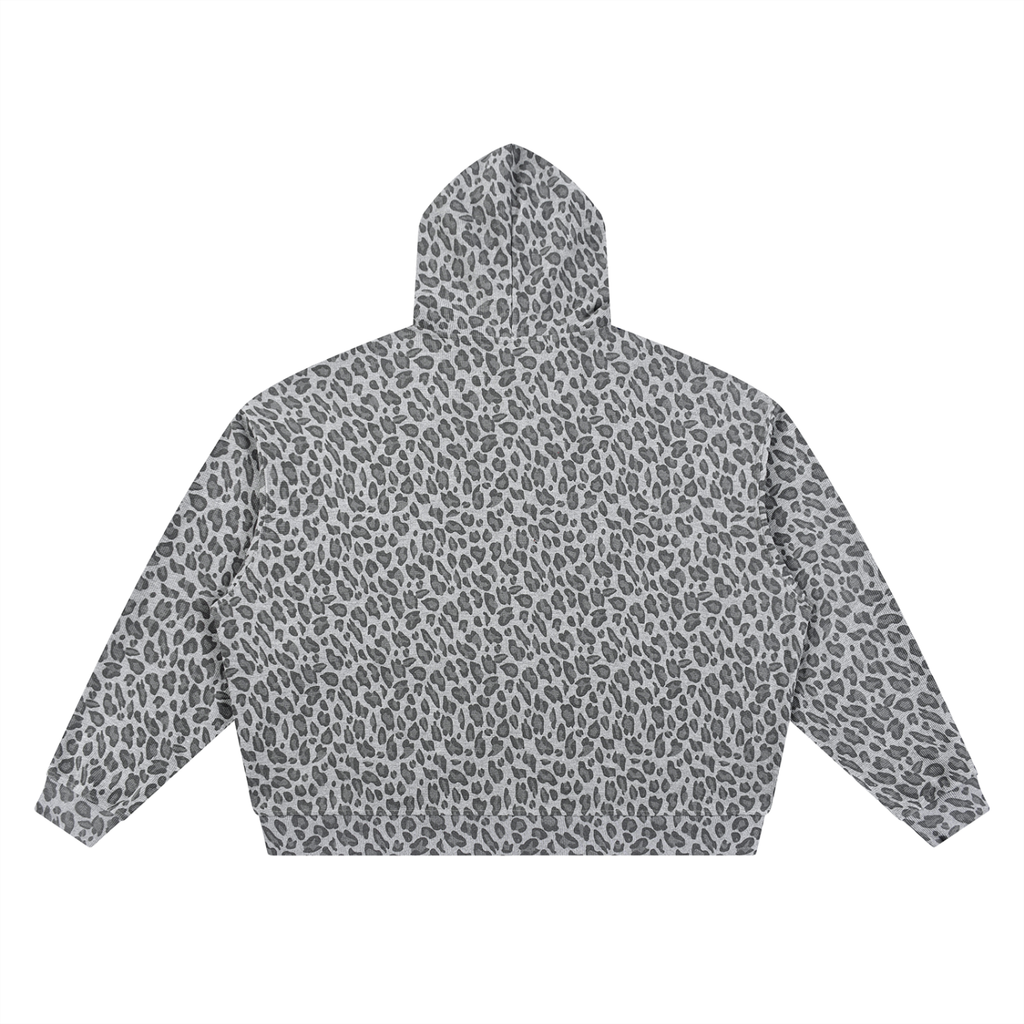 Basileia - Leopard Print Waffle Zip Jacket