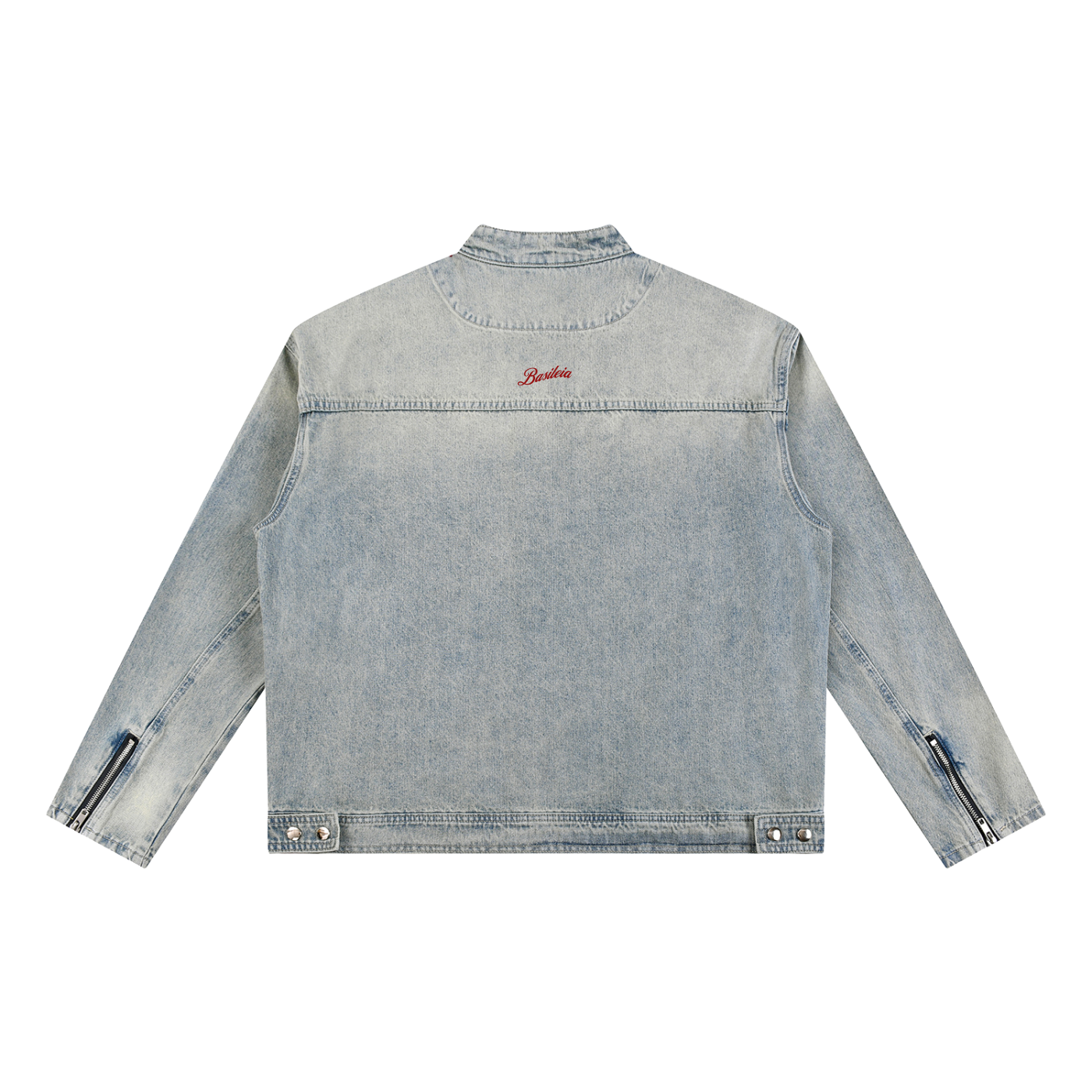 Basileia - Vintage Wash Denim Biker Jacket