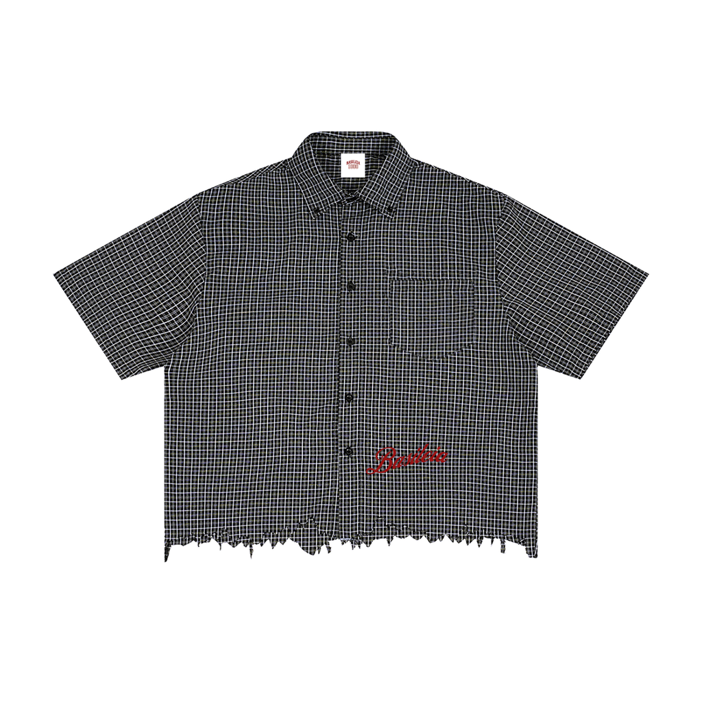 Basileia - Distressed Plaid Boxy Shirt