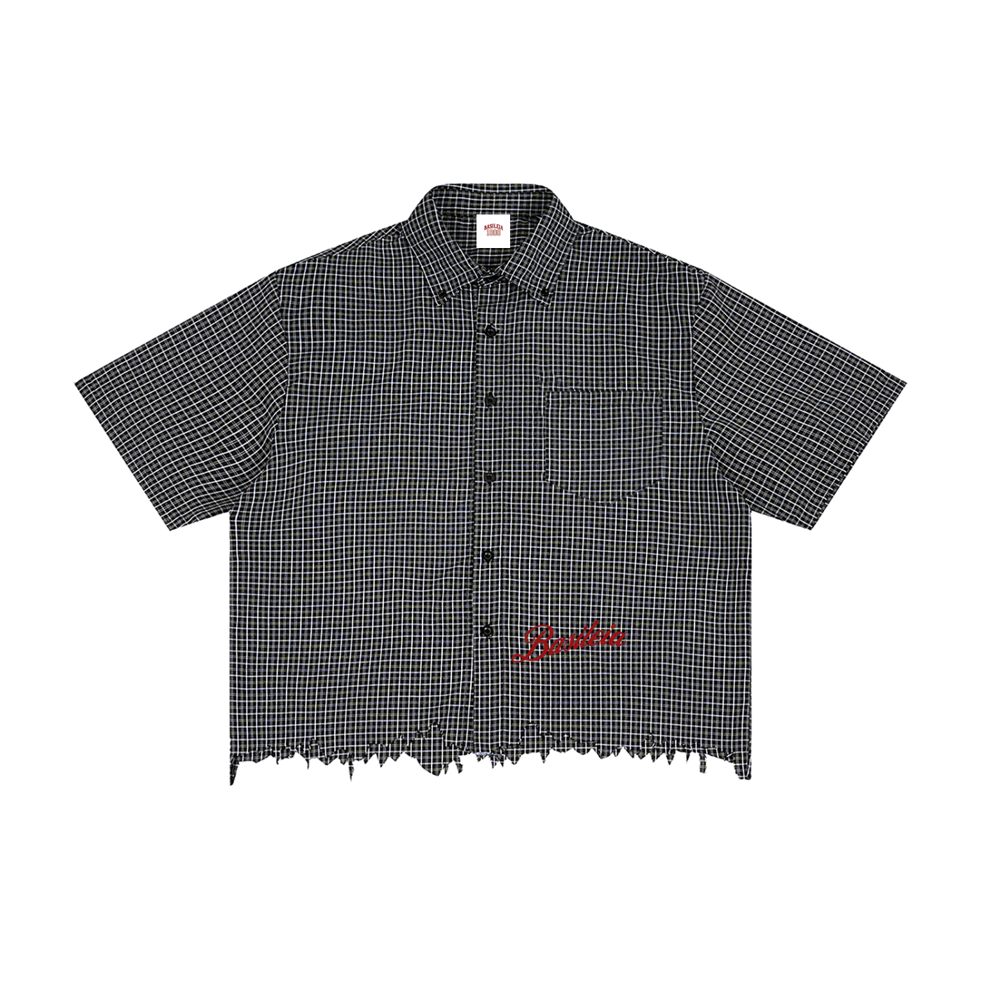 Basileia - Distressed Plaid Boxy Shirt