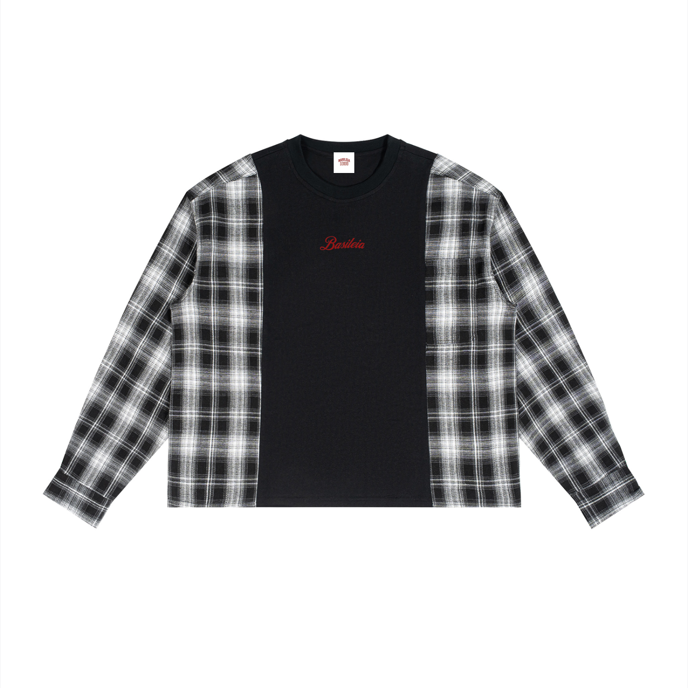 Basileia - Plaid Panel Long Sleeve T-Shirt