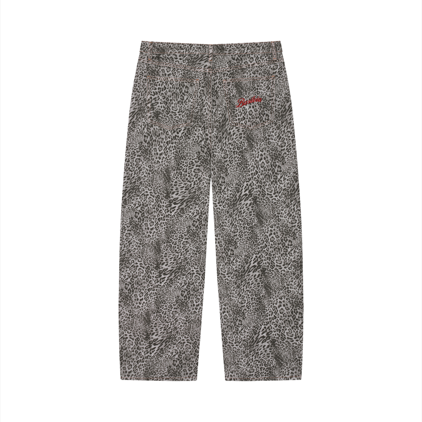 Basileia - Vintage Wash Leopard Wide Leg Jeans