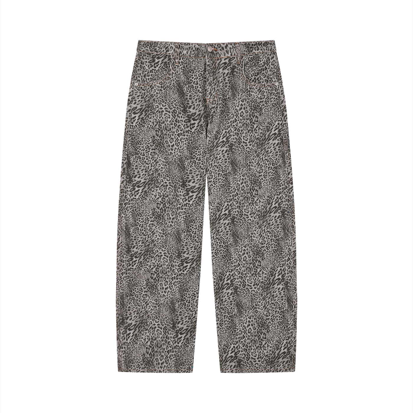 Basileia - Vintage Wash Leopard Wide Leg Jeans