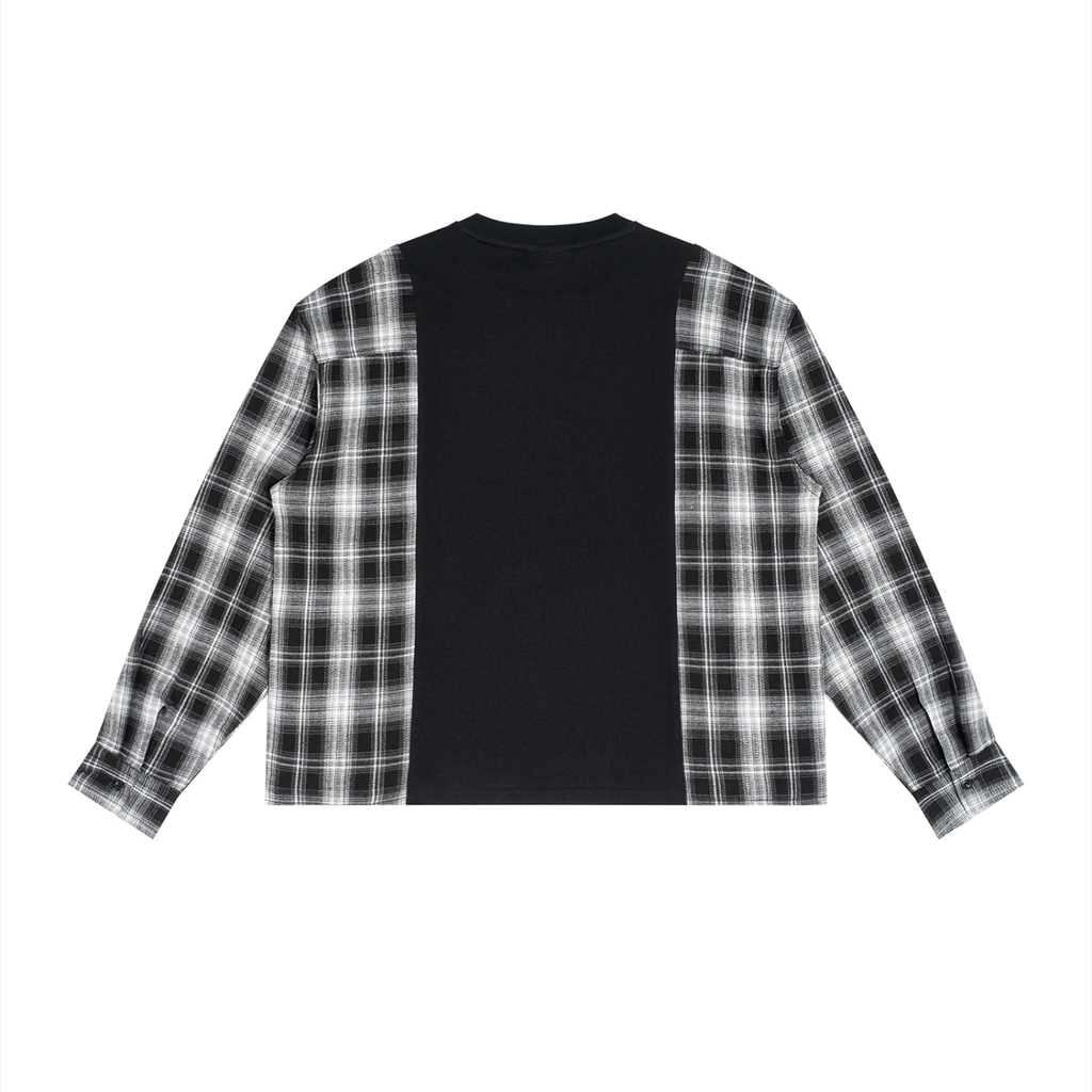 Basileia - Plaid Panel Long Sleeve T-Shirt