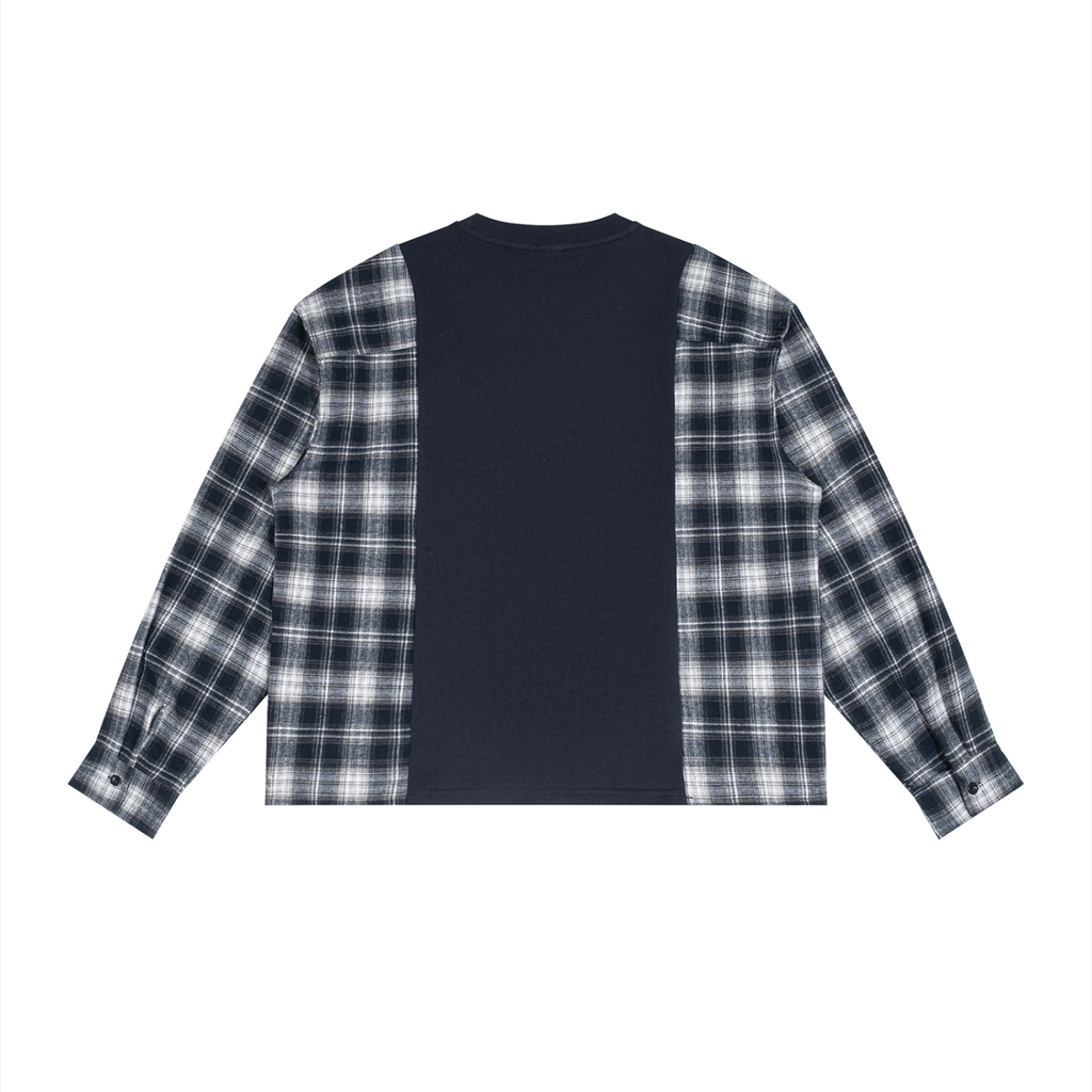 Basileia - Plaid Panel Long Sleeve T-Shirt